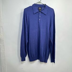 Jos. A. Bank Signature Collection Size XL Marled Blue 100% Silk Collared Sweater